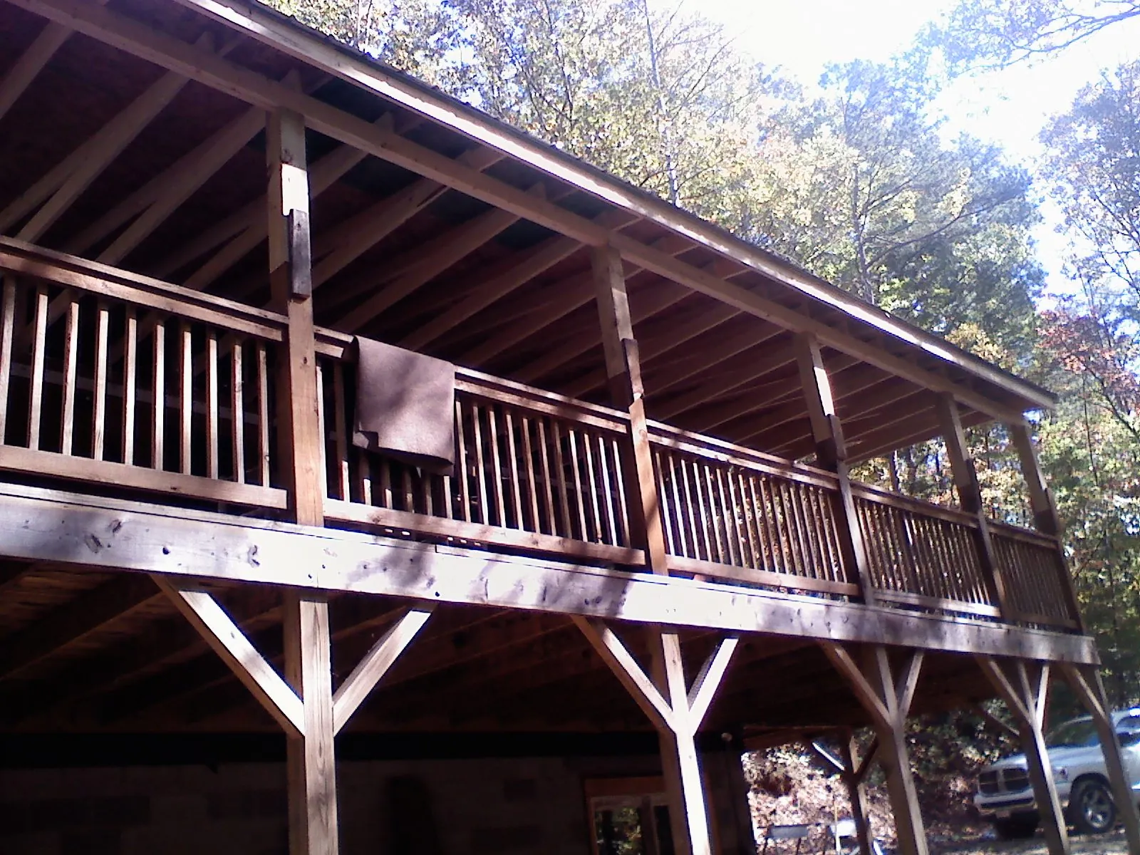 Timber framing under a new elevated porch and deck — Roof Leak Repair in West Chester by Roofing Brothers